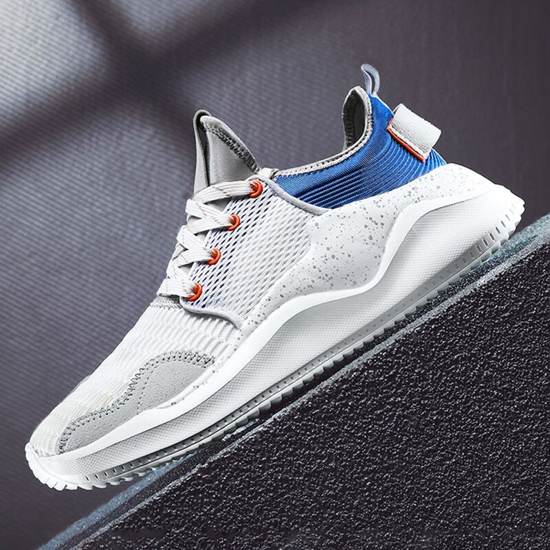 

Guys Lace-up Decor Wide Fit Sneakers, Blue and white