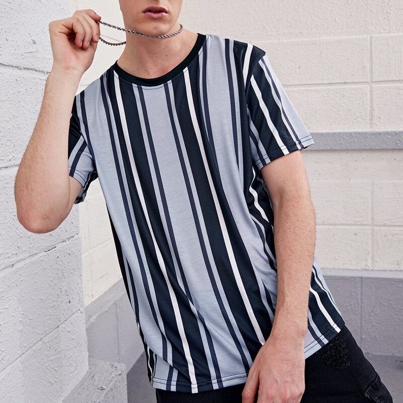 

Guys Colorblock Striped Print Tee, Multicolor