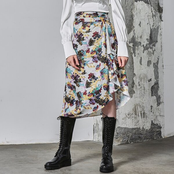 

DRAPED RUCHED WAIST SKIRT, Multicolor