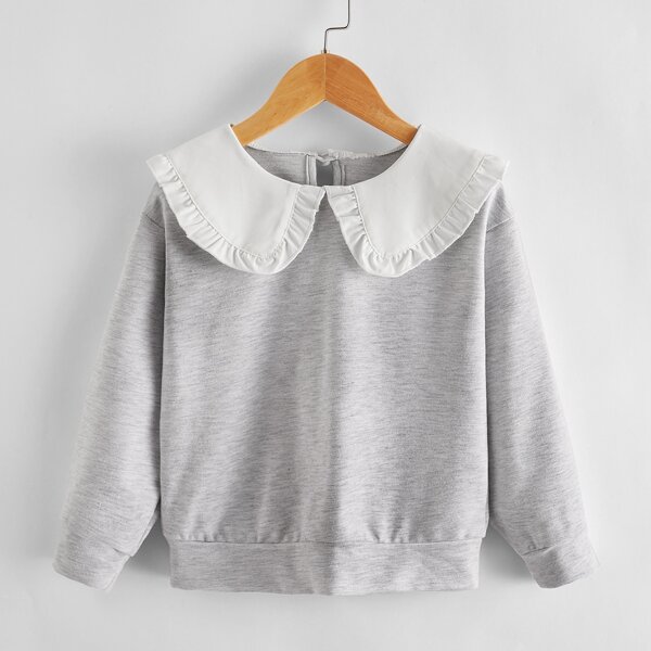

Toddler Girls Peter Pan Collar Sweatshirt, Light grey
