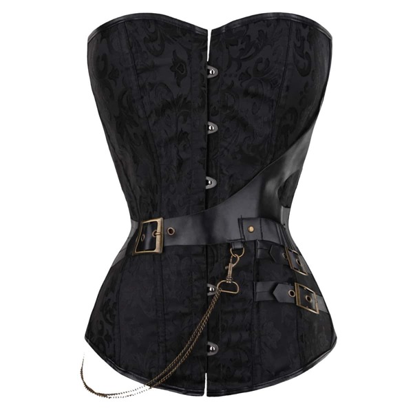 

Plus Eyelet Buckle Lace-up Back Waist Trainer, Black