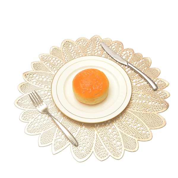 

1pc Flower Shaped Hollow Placemat, Gold