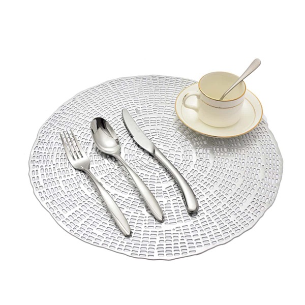 

1pc Round Hollow Placemat, Silver