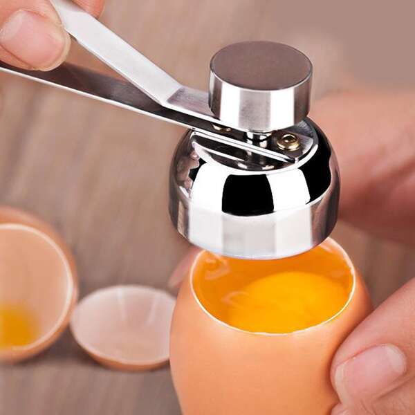 

1pc Stainless Steel Egg Topper Cutter, Silver