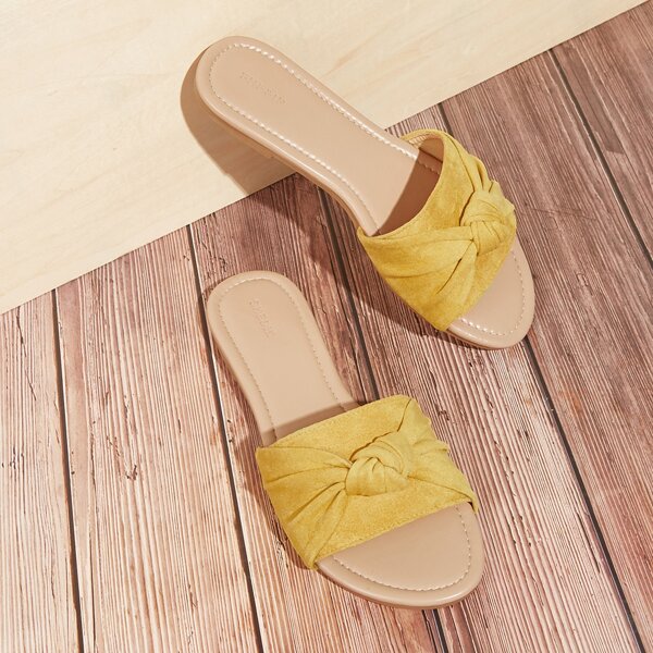

Knot Decor Slide Sandals, Yellow