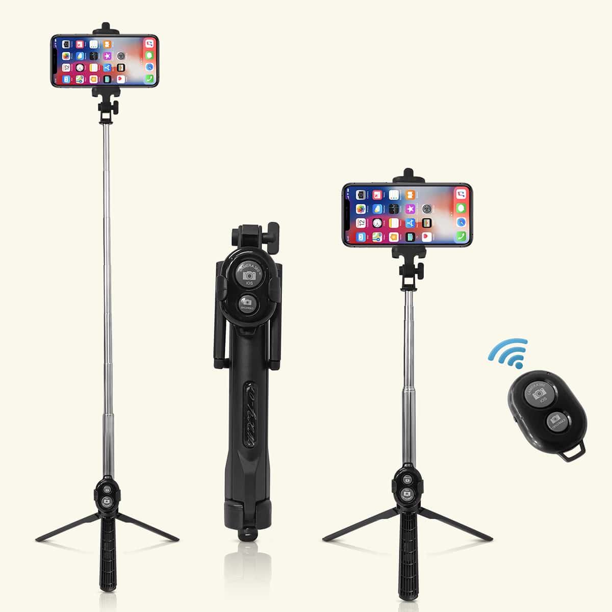 

1pc Remote Control Bluetooth Selfie Stick Tripod, Black