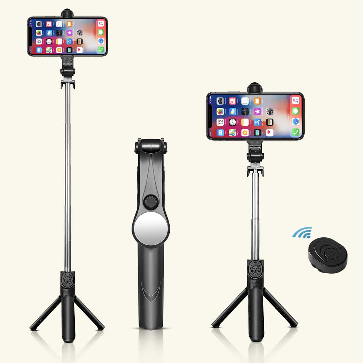 

1pc Wireless Bluetooth Folding Mobile Phone Selfiestick, Black