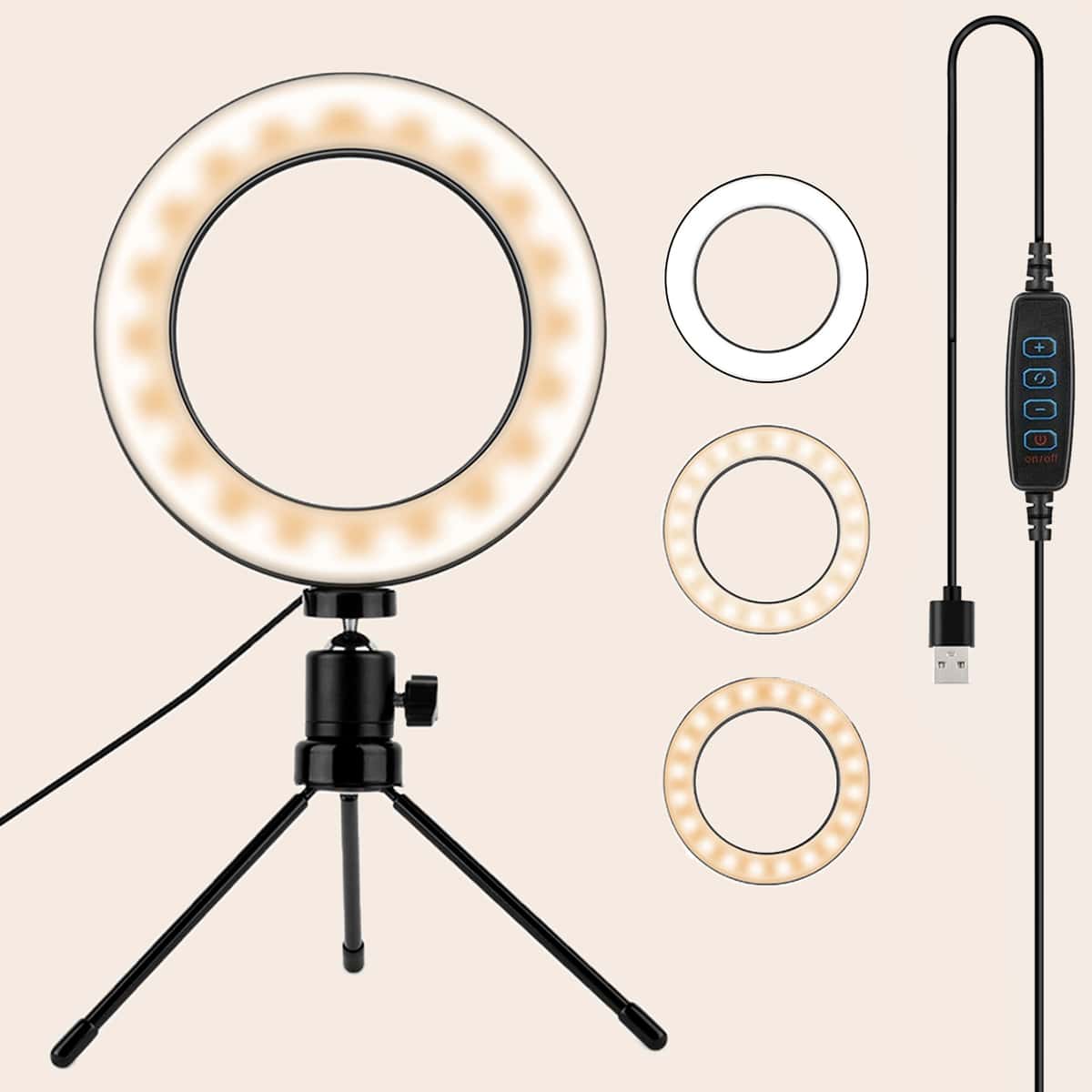 

1pc Ring Fill Light With Stand, Black