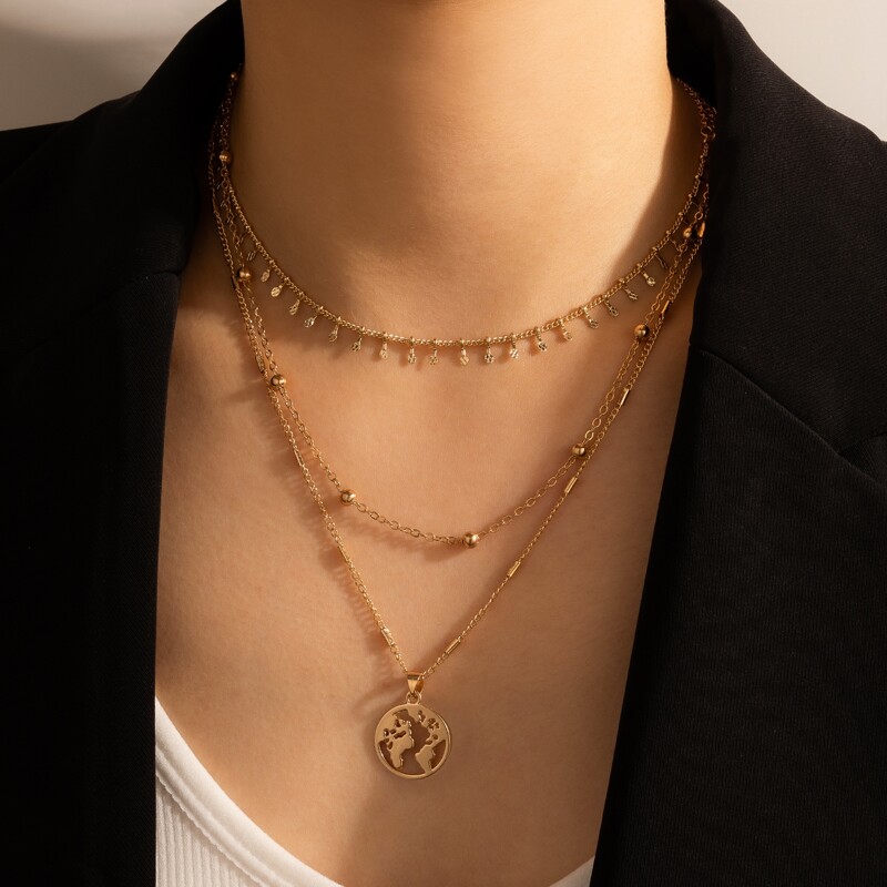 

Round Charm Layered Necklace, Gold