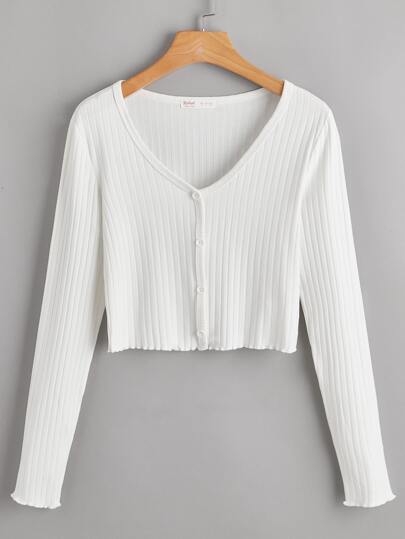 Button Front Ribbed Tee