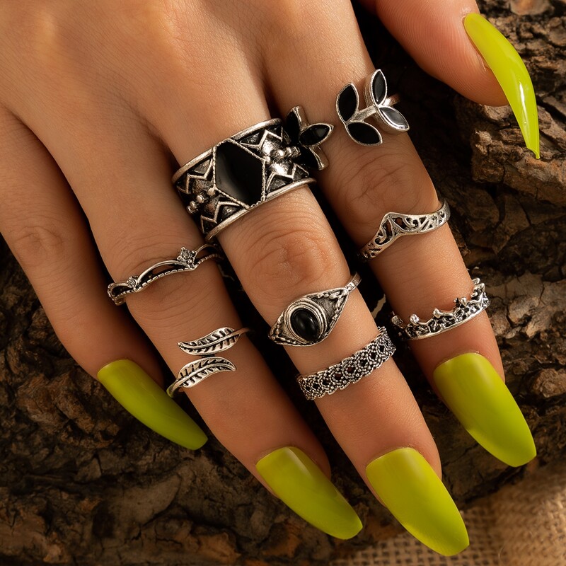 

8pcs Vintage Ring, Silver