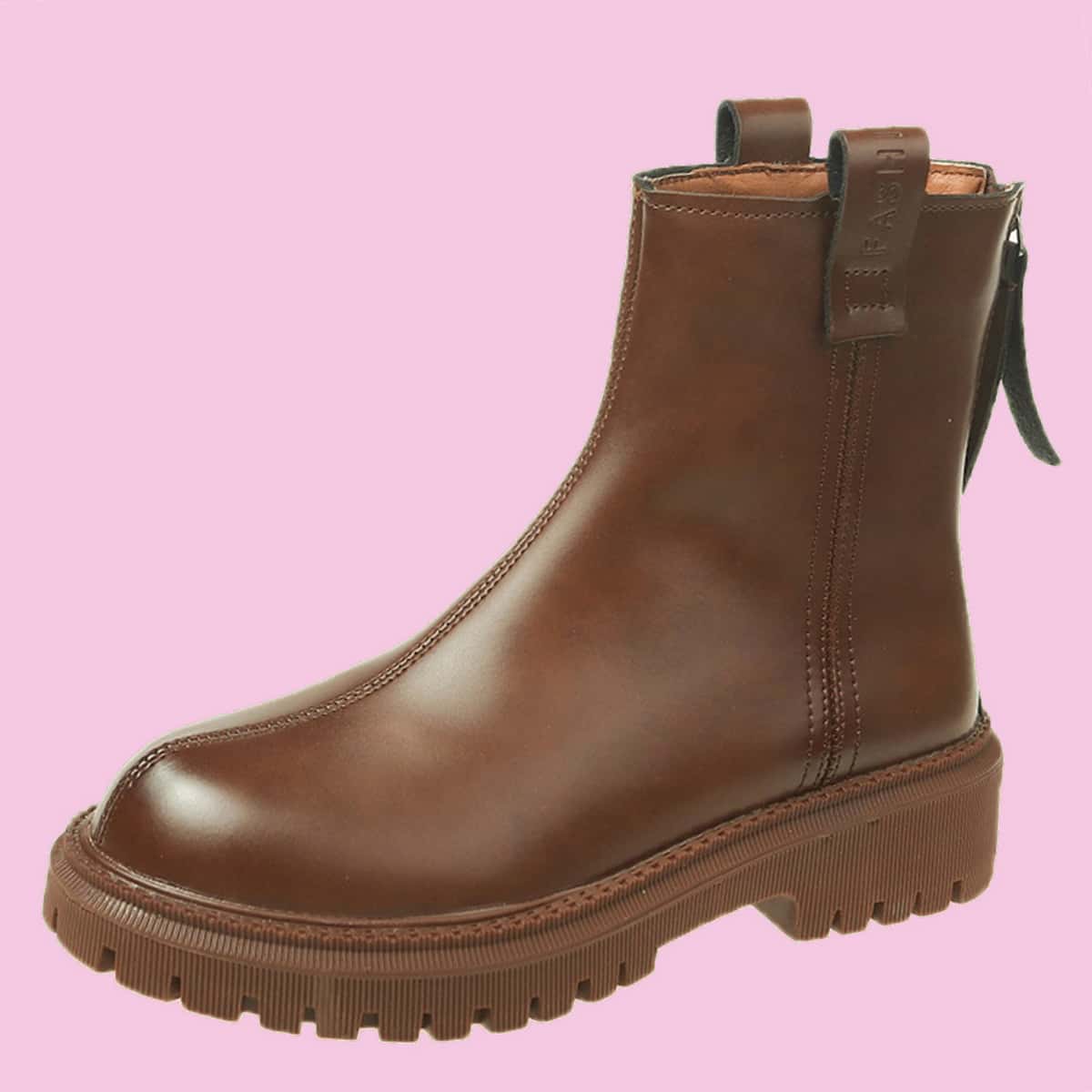 

Minimalist Zip Back Ankle Boots, Brown