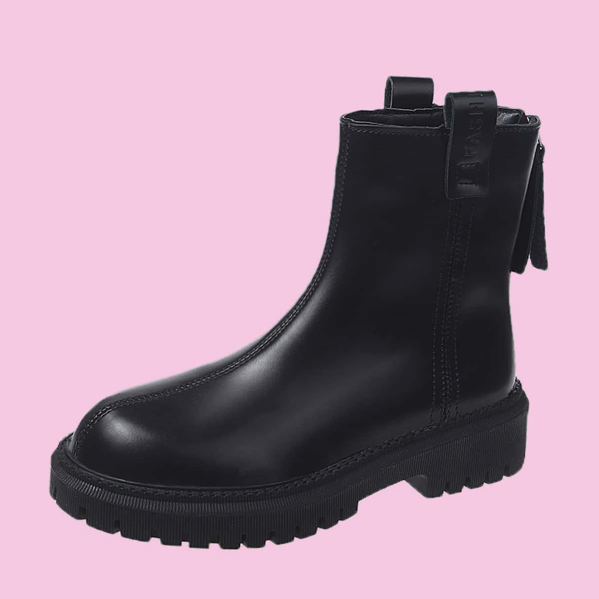 

Minimalist Zip Back Ankle Boots, Black