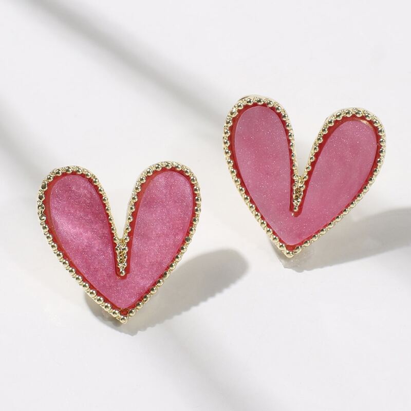 

Heart Stud Earrings, Pink