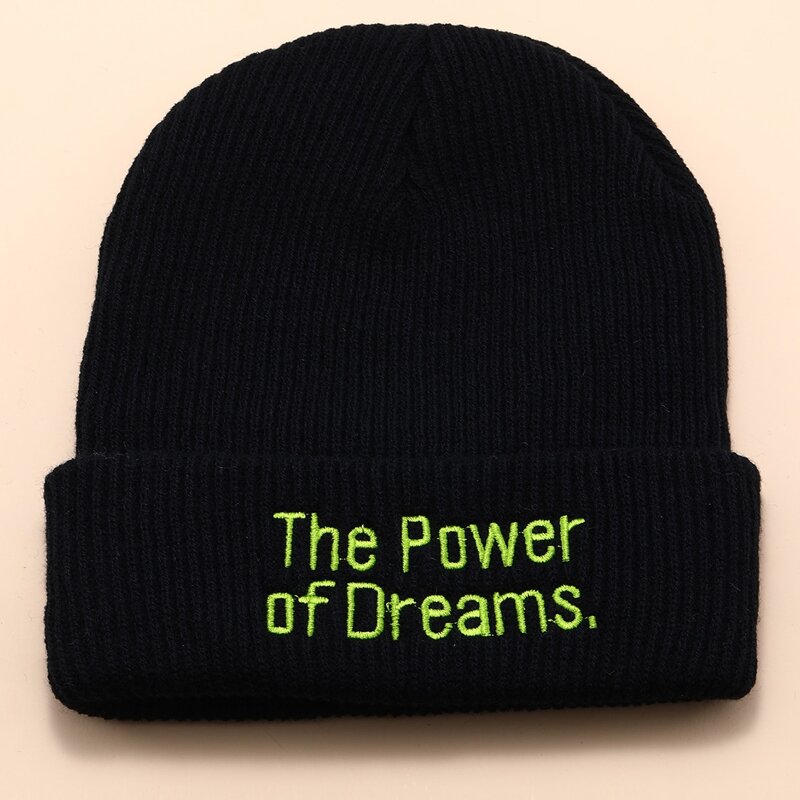 

Letter Embroidery Beanie, Black