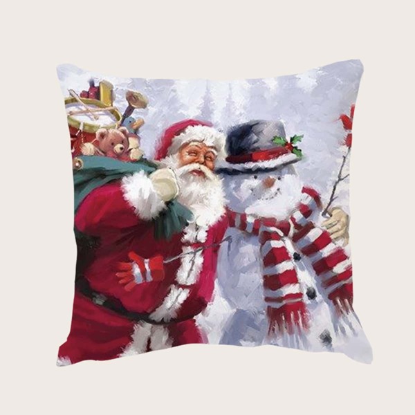 

Santa Claus Print Cushion Cover Without Filler, Multicolor