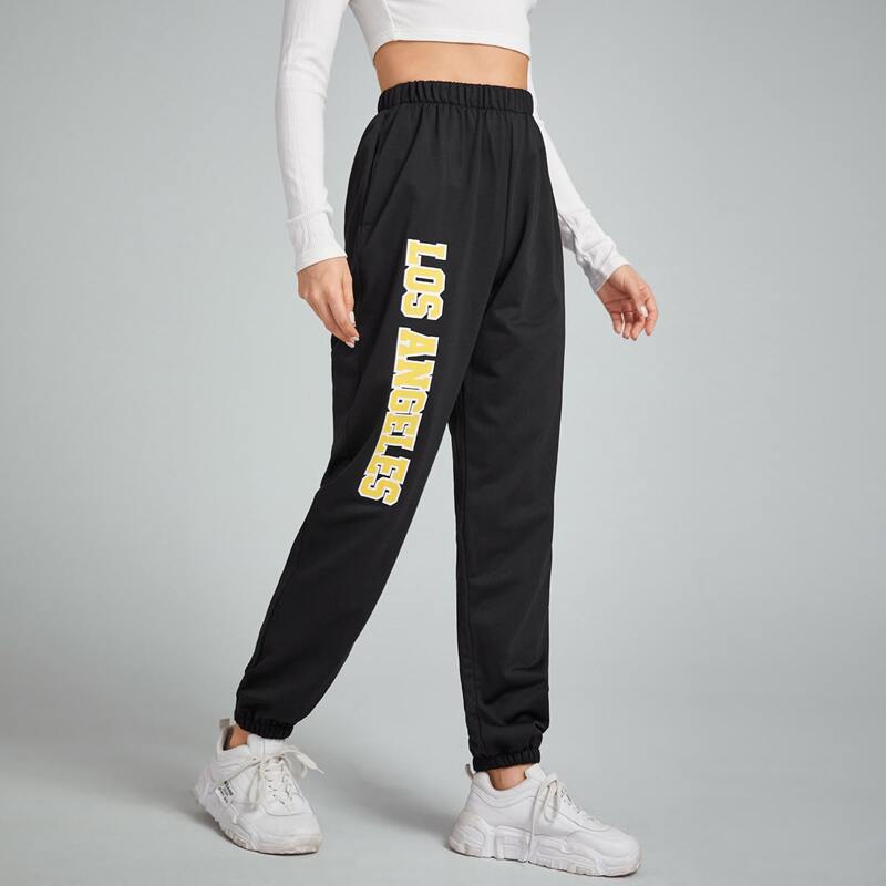 

Letter Graphic Sweatpants, Black
