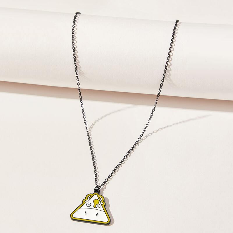 

Triangle Cow Pendant Necklace, Black
