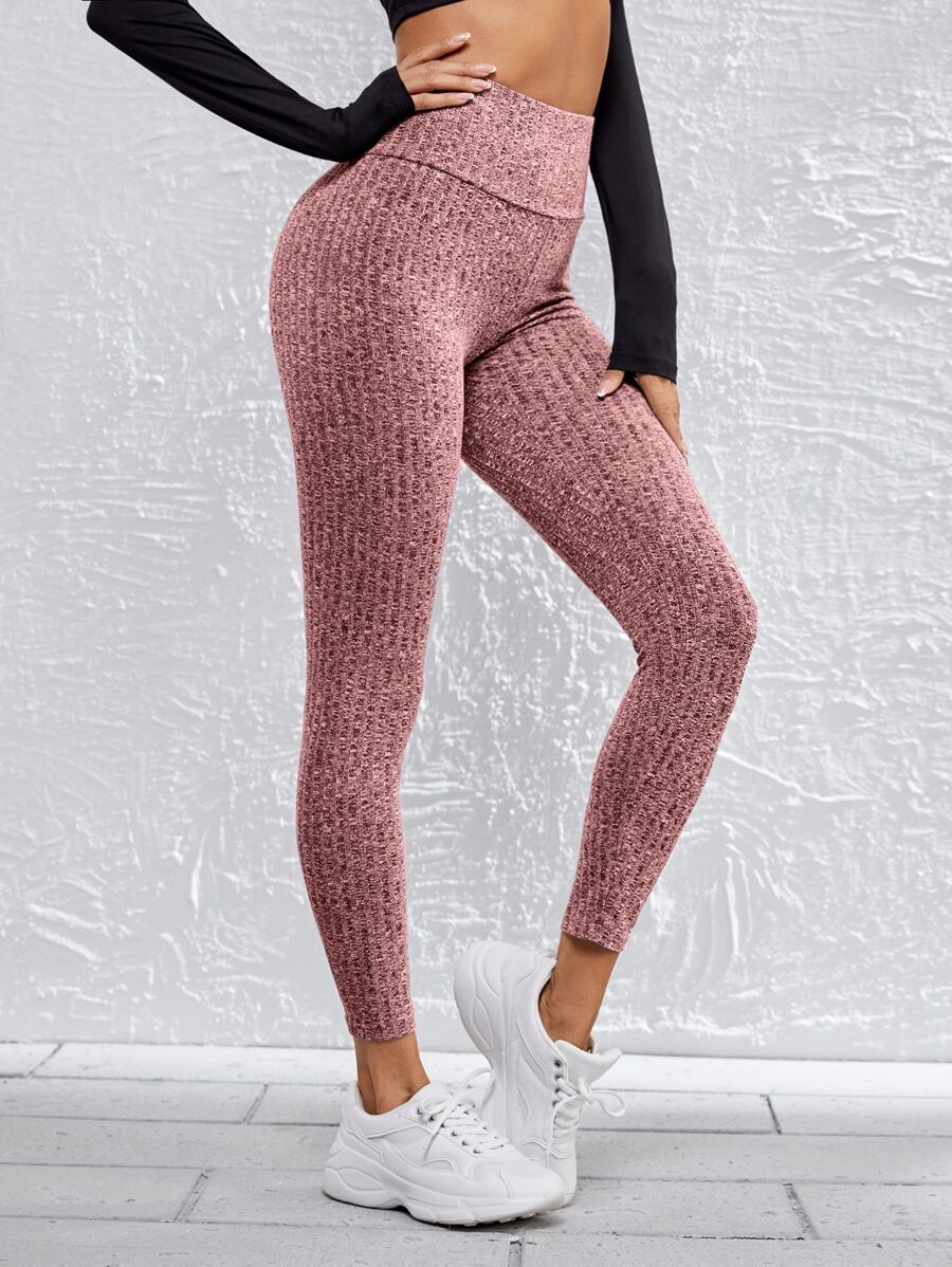 SHEIN EZwear 寬腰帶緊身褲 - 紅木色 - 查看 1