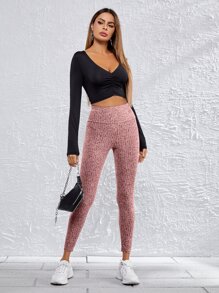 SHEIN EZwear 寬腰帶緊身褲 - 紅木色 - 查看 4