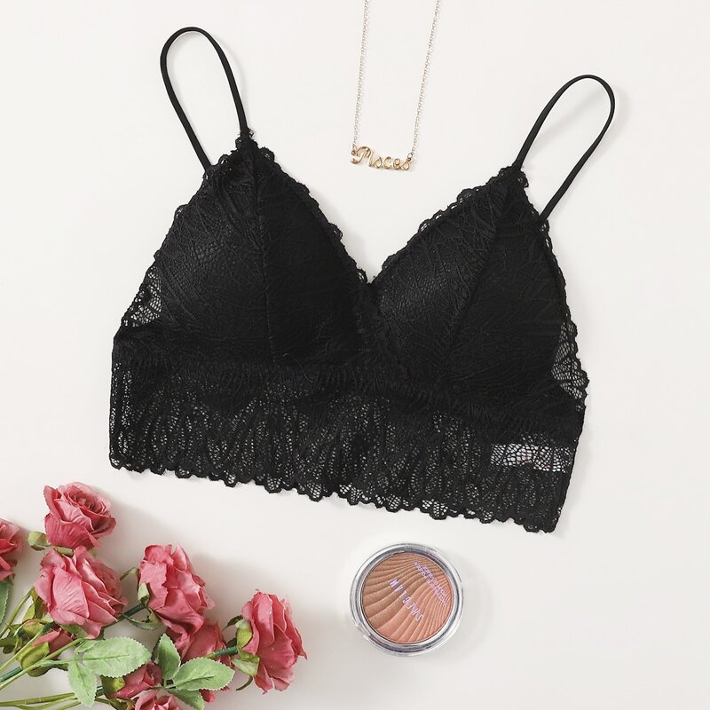 

Floral Lace Bralette, Black