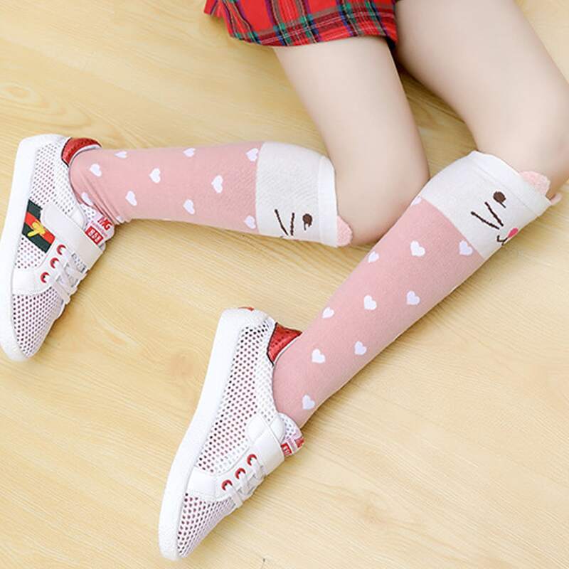 

Cartoon Heart Knee Length Socks, Dusty pink