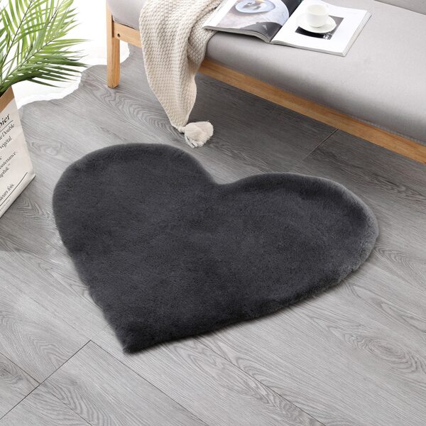 

Heart Shaped Plush Carpet, Dark grey