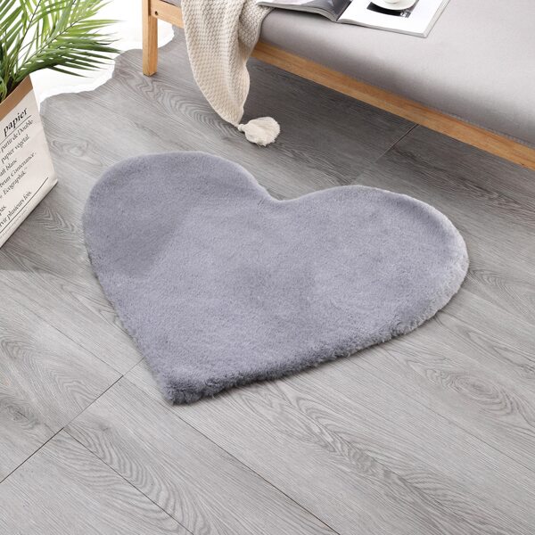 

Heart Shaped Plush Carpet, Grey
