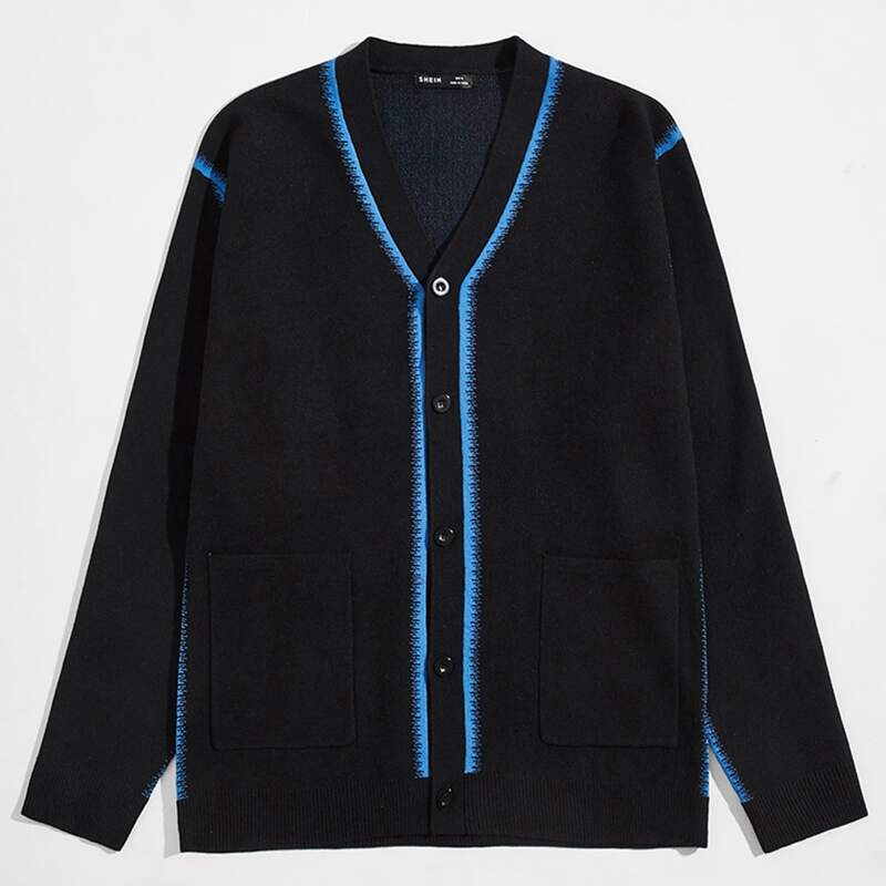 

Guys Button Front Drop Shoulder Cardigan, Black