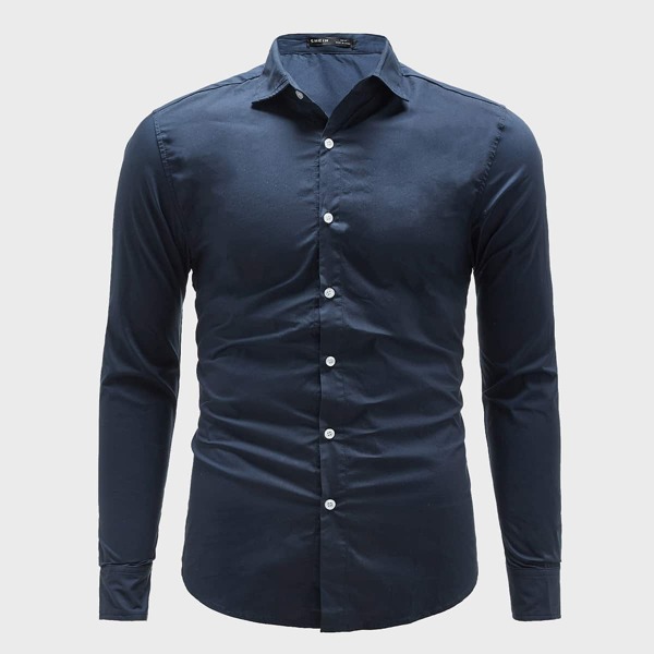 

Men Button Up Shirt, Navy blue