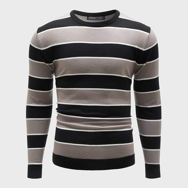 

Men Striped Pattern Fitted Sweater, Multicolor