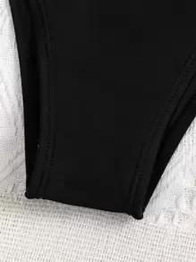 SHEIN Swim Camiseta de manga larga para nadar con cordón y nudo en el lateral, para playa de verano - Negro - Ver 3
