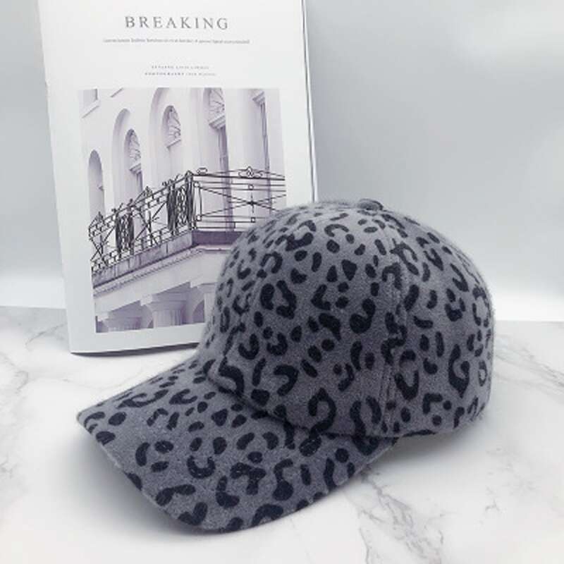 

Leopard Fluffy Baseball Cap, Dark grey