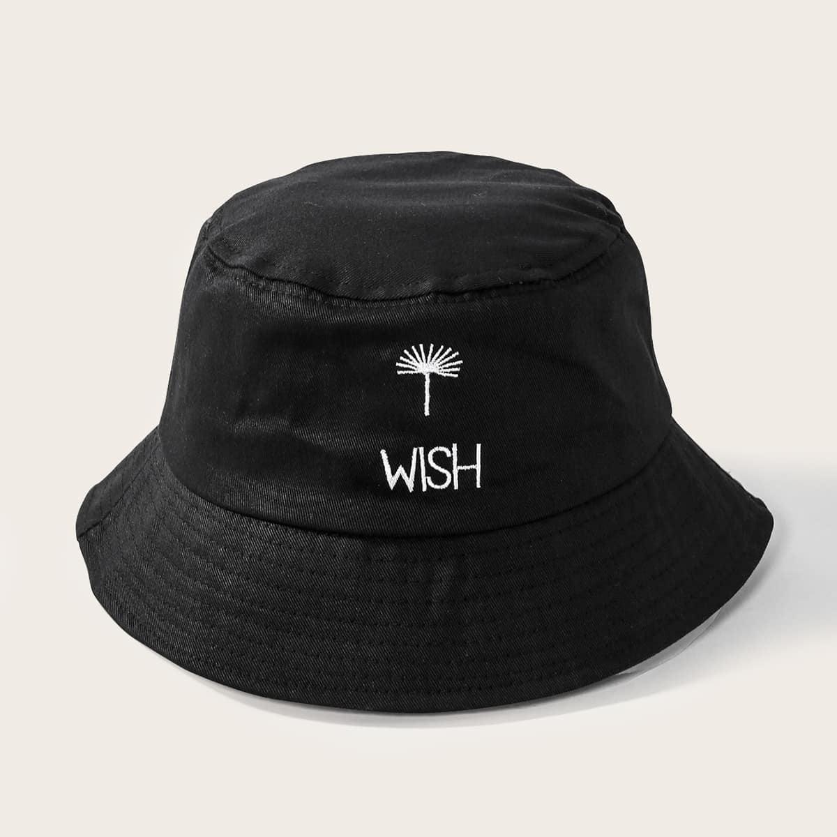 

Letter Embroidery Bucket Hat, Black