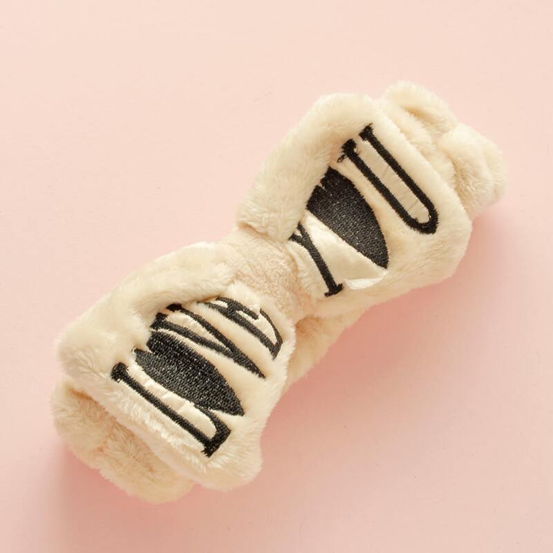 

1pc Letter Embroidery Bath Headband, Khaki