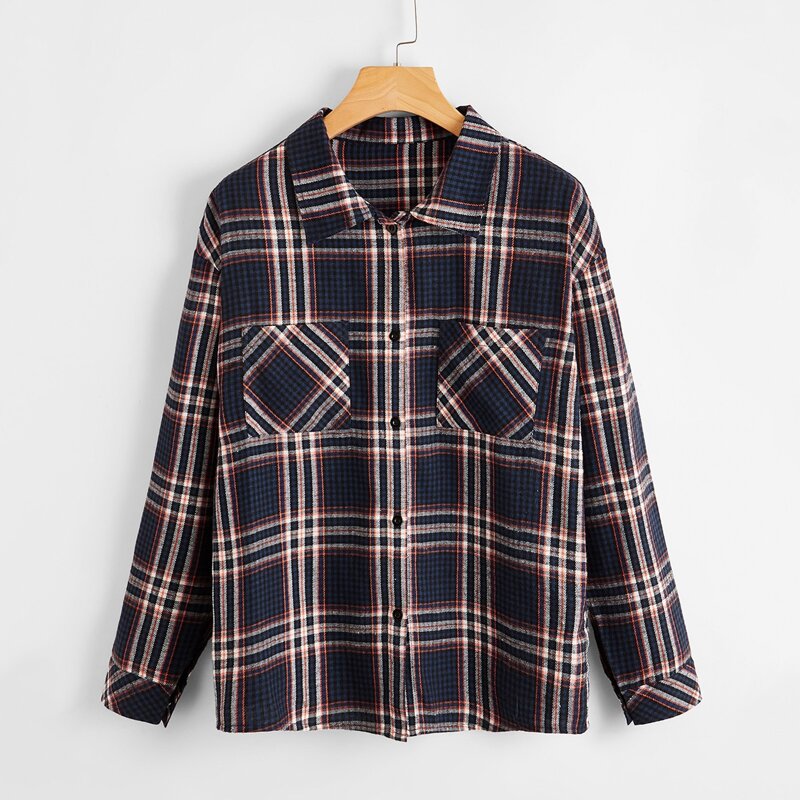 

Plaid Button Front Shirt, Multicolor
