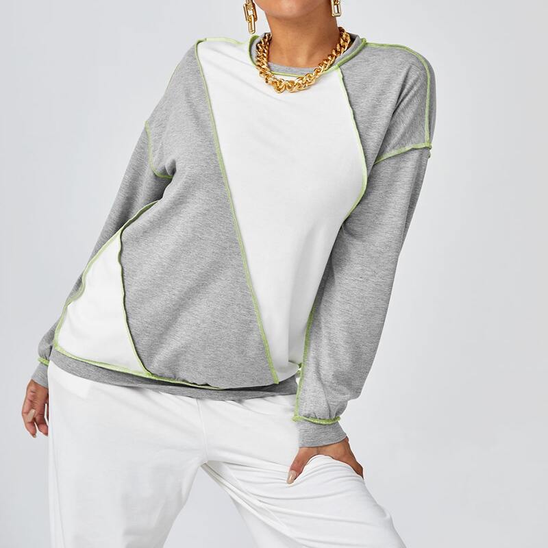 

Colorblock Drop Shoulder Contrast Binding Sweatshirt, Multicolor