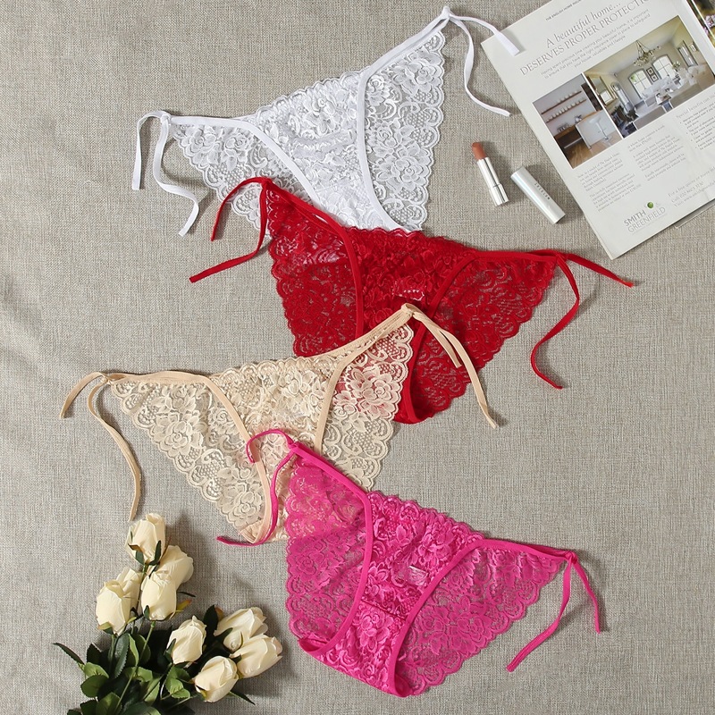 

4pack Floral Lace Tie Side Panty Set, Multicolor