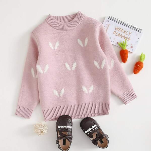 

Toddler Girls Graphic Pattern Sweater, Dusty pink