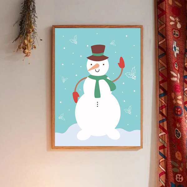 

Snowman Print Wall Painting Without Frame, Multicolor