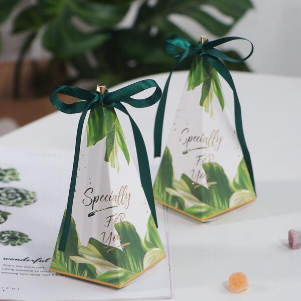 

10pcs Leaf Print Package Box, Multicolor