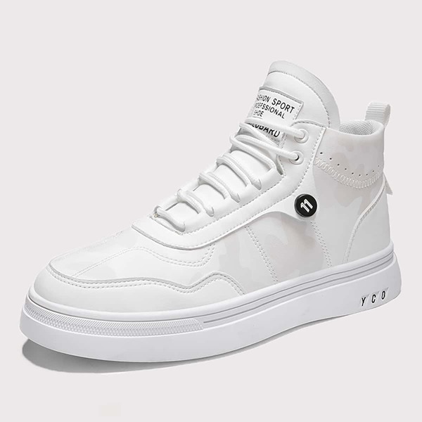 

Men Lace-up Front High Top Sneakers, White