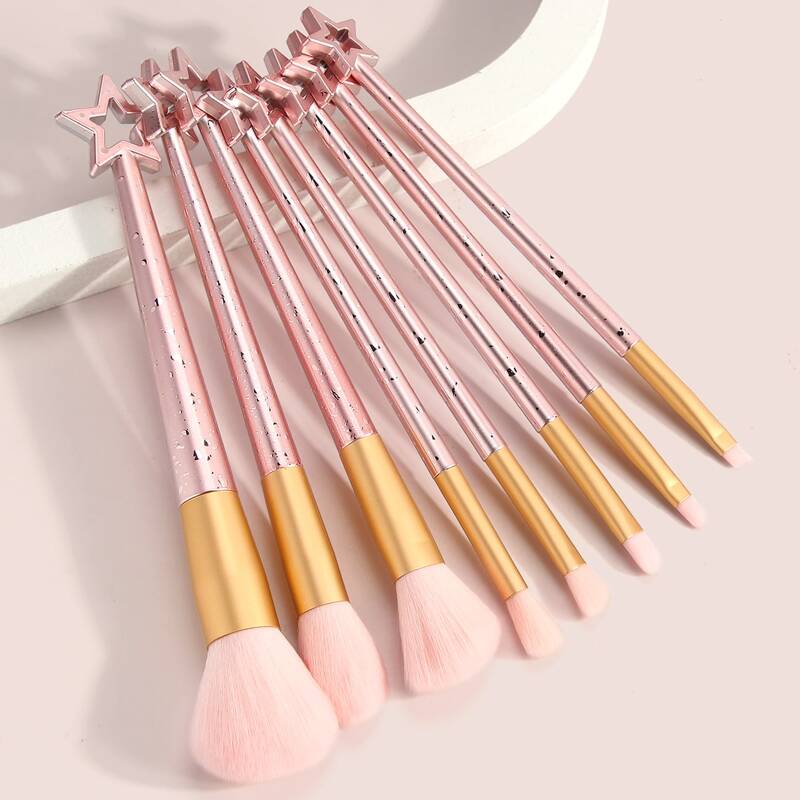 

8pcs Star Decor Makeup Brush Set, Pink