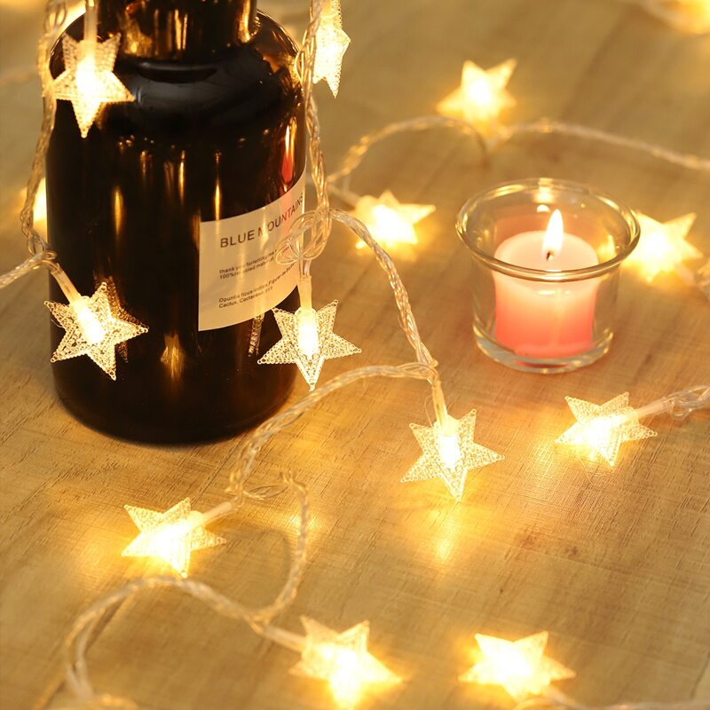 

20pcs Star Shaped Bulb String Light, Yellow