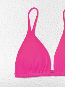 4packs Cut-Out Triangle Thong Bikini Set Summer Beach - Hot Pink - View 3