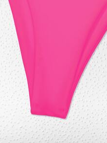 4packs Cut-Out Triangle Thong Bikini Set Summer Beach - Hot Pink - View 4