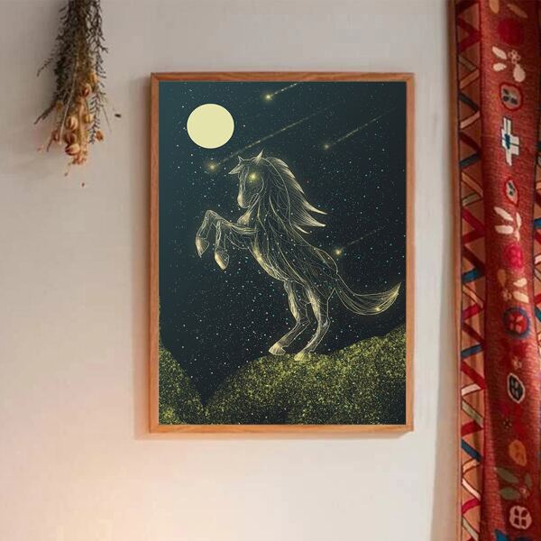 

Unicorn Print Wall Painting Without Frame, Multicolor