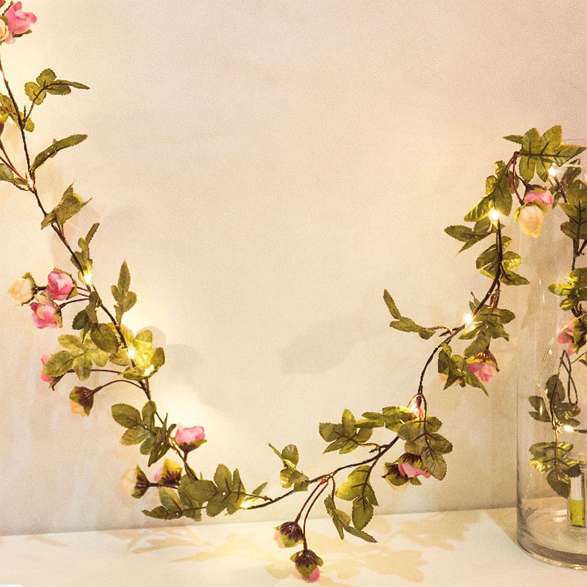 

20pcs Bulb Flower String Light, Pink