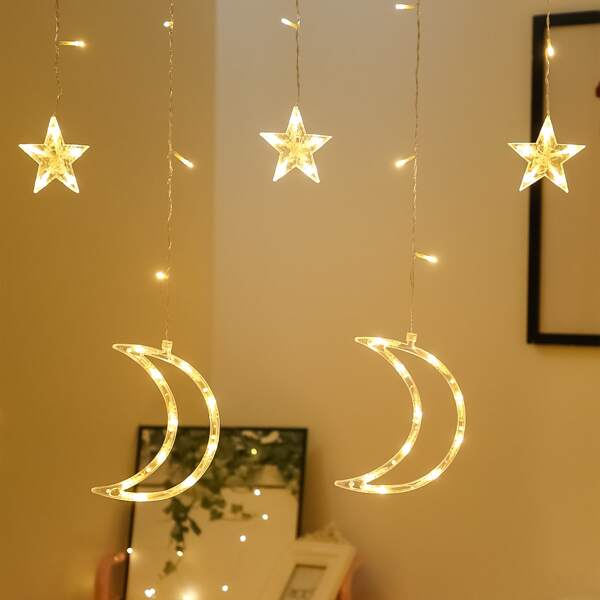 

138pcs Moon & Star String Light, Yellow