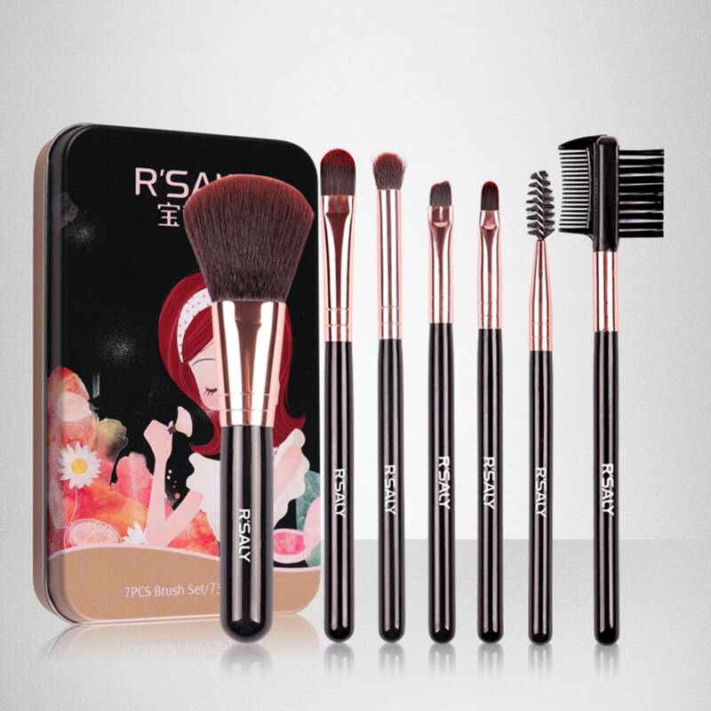 

7pcs Soft Makeup Brush Set, Black
